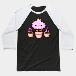 Cute Hyacinth Flower Bloom in a Pot | Kawaii Potted House Plant | Kawaii Floral Baseball T-Shirt